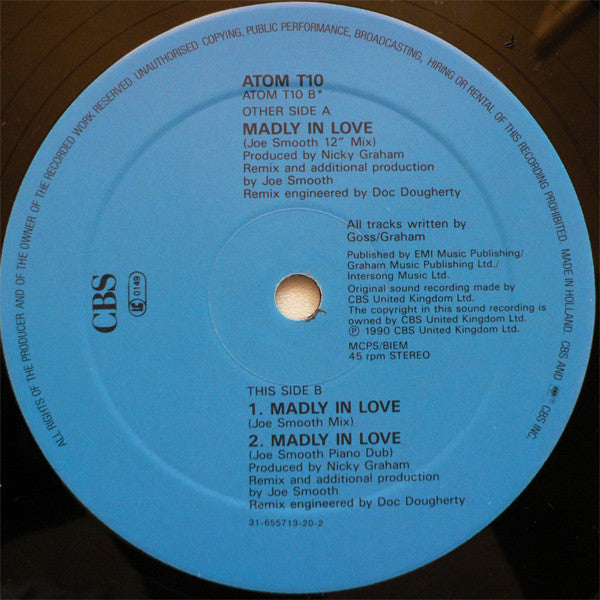 Bros : Madly In Love (12", Single)