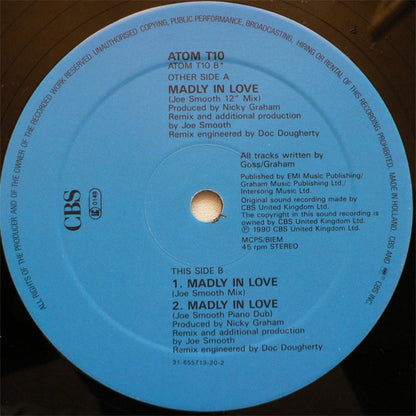 Bros : Madly In Love (12", Single)