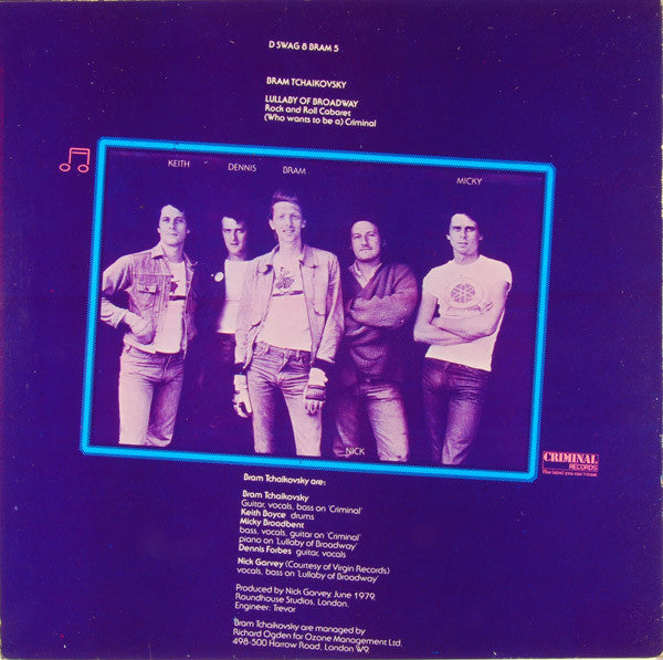 Bram Tchaikovsky : Lullaby Of Broadway (12", Maxi)