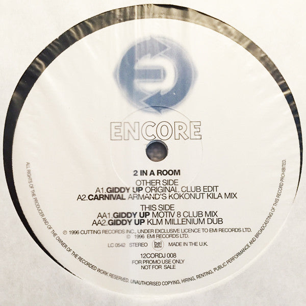 2 In A Room : Giddy Up (12", Promo)