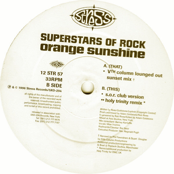 Superstars Of Rock : Orange Sunshine (12")