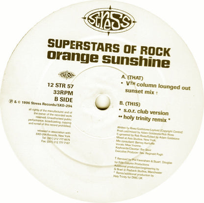 Superstars Of Rock : Orange Sunshine (12")