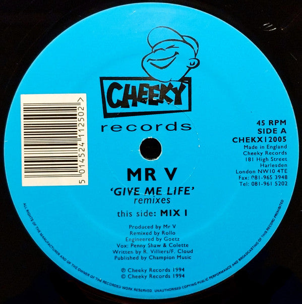 Mr. V.* : Give Me Life (Remix) (12", Single)