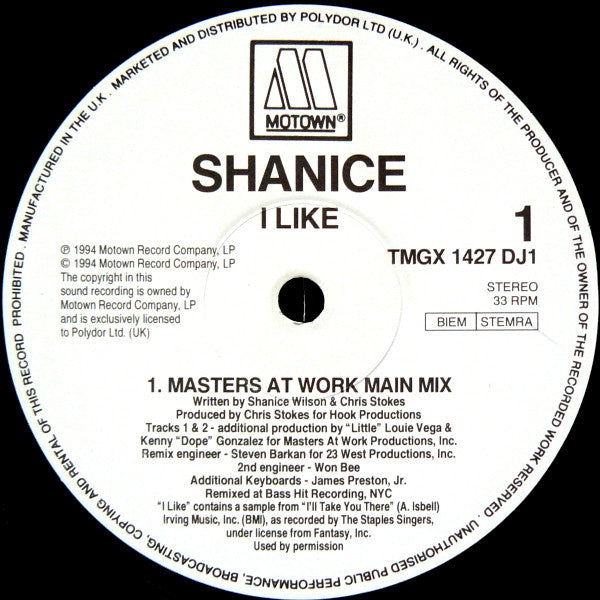 Shanice : I Like (12", Promo)