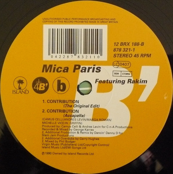 Mica Paris Featuring Rakim : Contribution (12")