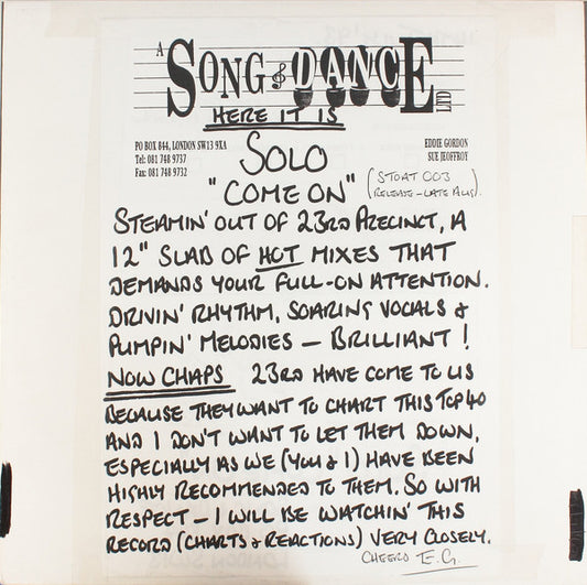 Solo : Come On! ('93 Mixes) (12", W/Lbl)