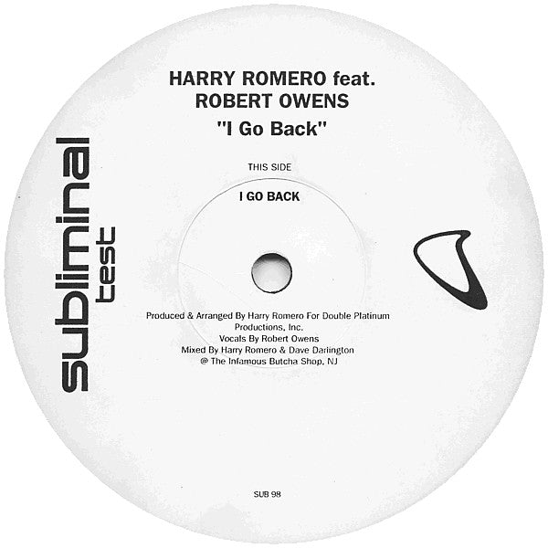 Harry Romero* Feat. Robert Owens : I Go Back (12", S/Sided, TP)