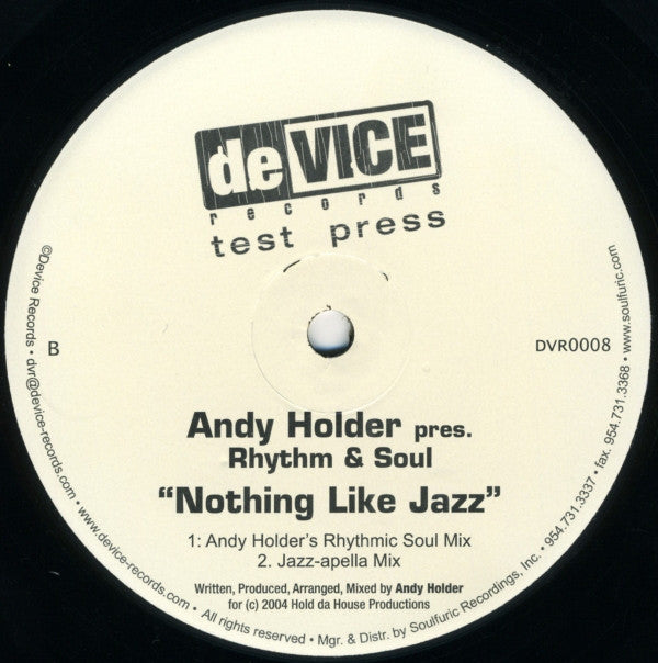 Andy Holder Pres. Rhythm & Soul : Nothing Like Jazz (12", TP)
