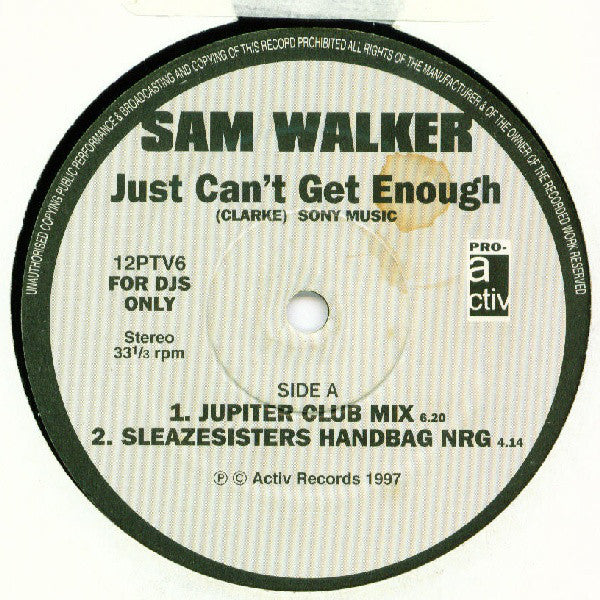 Sam Walker : Just Can't Get Enough (12", Promo)