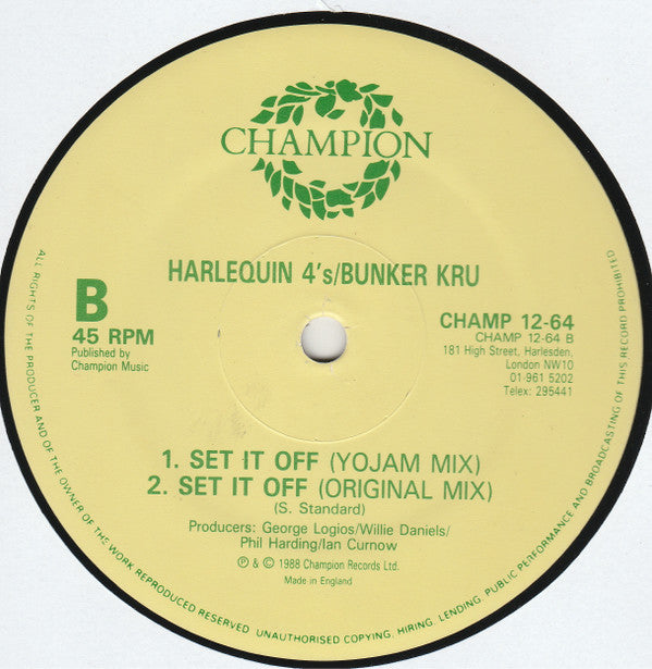 Harlequin 4's* / Bunker Kru : Set It Off (Bunker '88 Mix) (12")