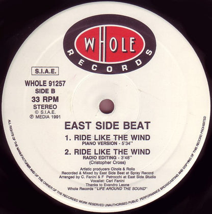 East Side Beat : Ride Like The Wind (12")