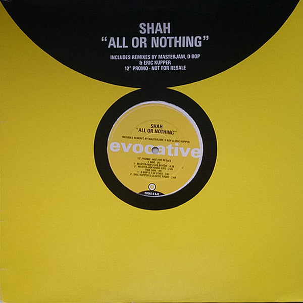 Shah (2) : All Or Nothing (12", Promo)