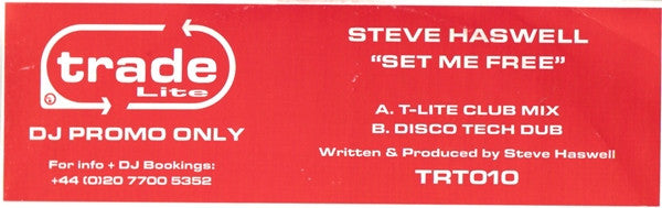 Steve Haswell : Set Me Free (12", Promo, W/Lbl)