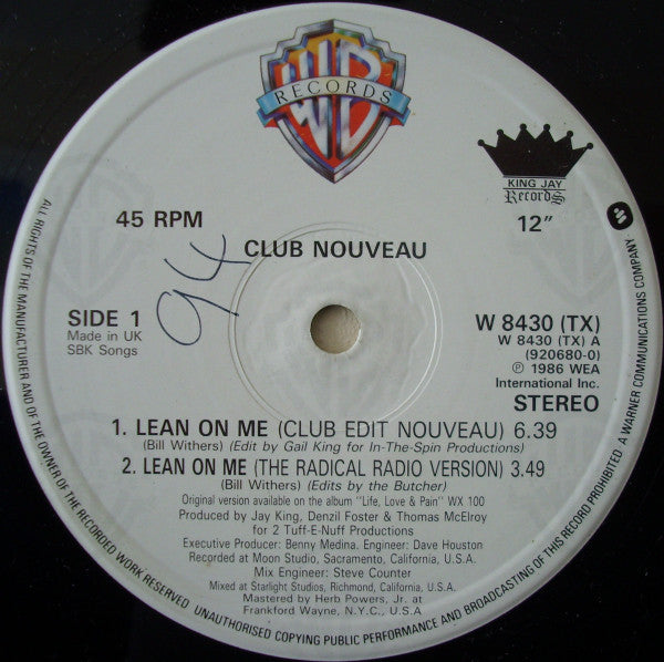 Club Nouveau : Lean On Me (12")