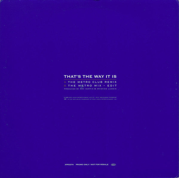 Celine Dion* : That's The Way It Is (12", Single, Promo)