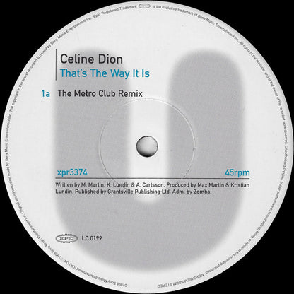 Celine Dion* : That's The Way It Is (12", Single, Promo)