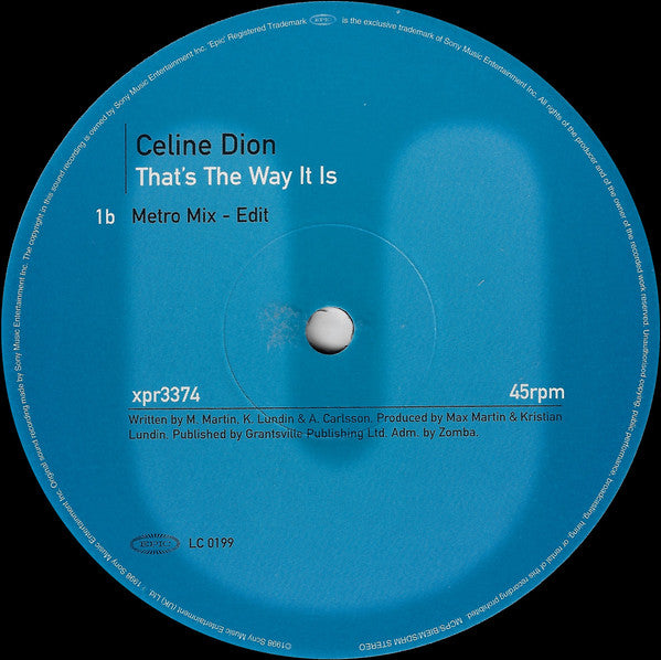 Celine Dion* : That's The Way It Is (12", Single, Promo)