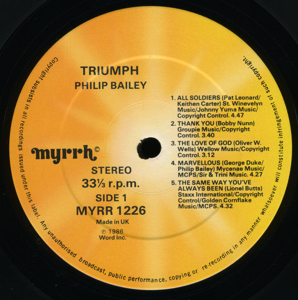 Philip Bailey : Triumph (LP, Album)