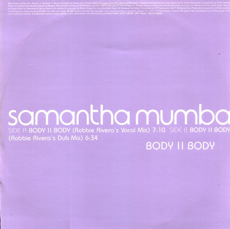 Samantha Mumba : Body II Body (12", Single, Promo)