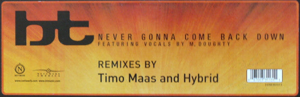 BT Featuring M. Doughty* : Never Gonna Come Back Down (12")