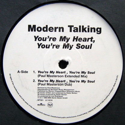 Modern Talking : You're My Heart, You're My Soul (12")