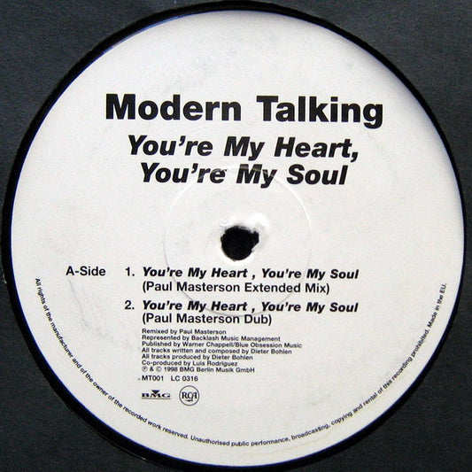 Modern Talking : You're My Heart, You're My Soul (12")