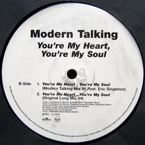 Modern Talking : You're My Heart, You're My Soul (12")