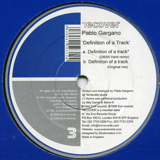 Pablo Gargano : Definition Of A Track (12")