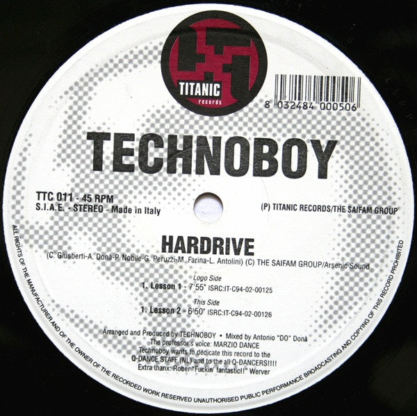 Technoboy : Hardrive (12")