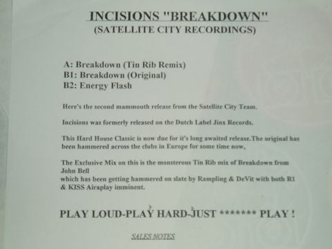 Incisions : Breakdown (12", Promo, W/Lbl)