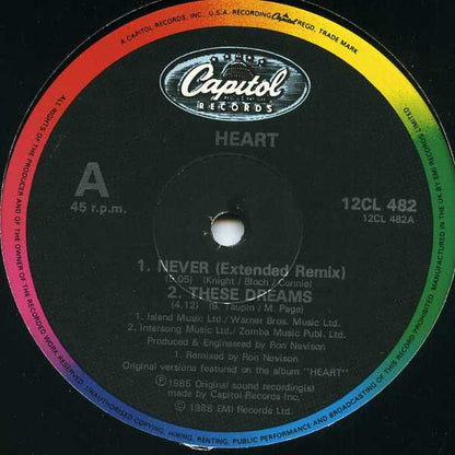 Heart : Never / These Dreams (12", Single)