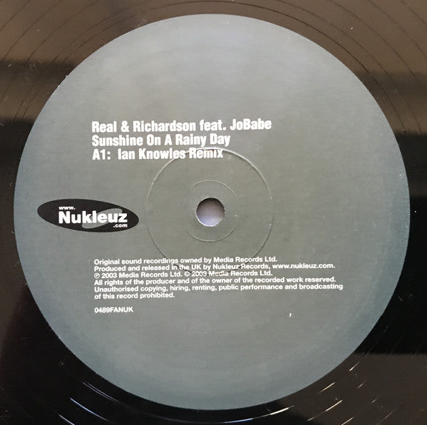 Ed Real & Mark Richardson feat. JoBabe : Sunshine On A Rainy Day (12", 2)