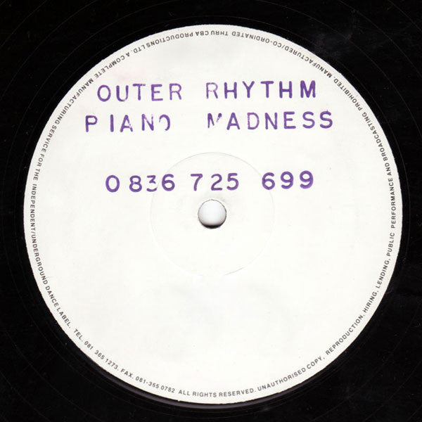 Outer Rhythm : Piano Madness (12", Advance, Sta)