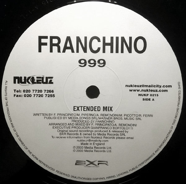Franchino : 999 (12", Die)
