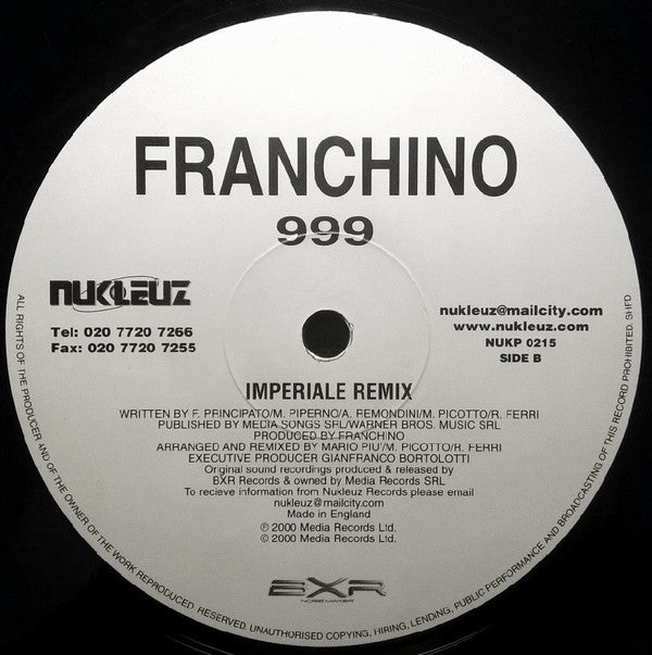 Franchino : 999 (12", Die)