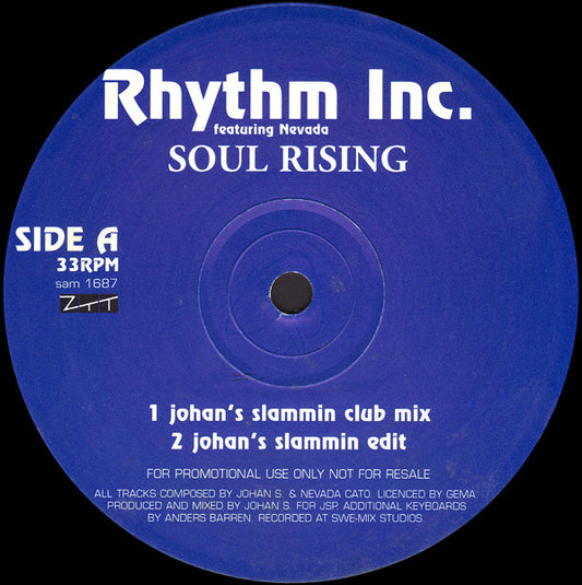 Rhythm Inc. Featuring Nevada (16) : Soul Rising (2x12", Ltd, Promo)