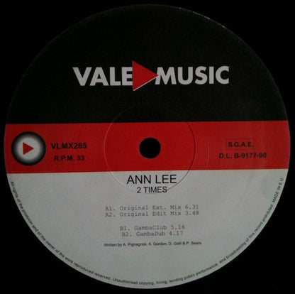Ann Lee : 2 Times (12")