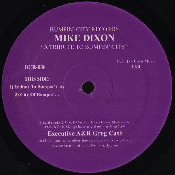 Mike Dixon : A Tribute To Bumpin City (12", S/Sided)