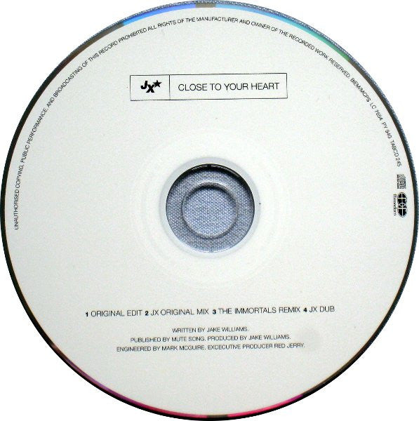 JX : Close To Your Heart (CD, Single)