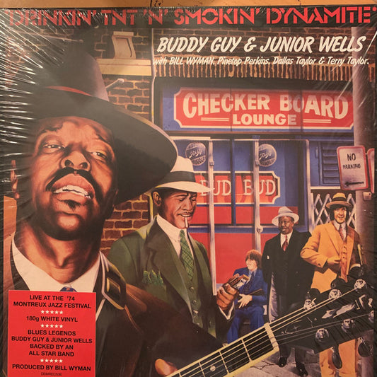 Buddy Guy & Junior Wells With Bill Wyman, Pinetop Perkins, Dallas Taylor, Terry Taylor (3) : Drinkin' Tnt 'N' Smokin' Dynamite (LP, Album, RE, Whi)