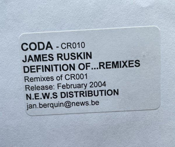 James Ruskin : Definition Of ...Remixes (12", Promo, W/Lbl)