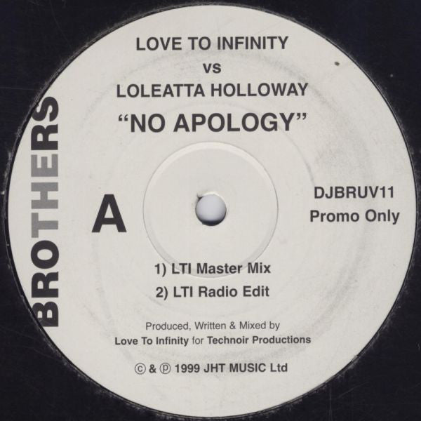 Love To Infinity vs Loleatta Holloway : No Apology (12", Promo)