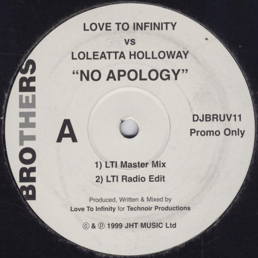 Love To Infinity vs Loleatta Holloway : No Apology (12", Promo)