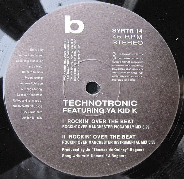 Technotronic Featuring Ya Kid K : Rockin' Over The Beat (The Bernard Sumner "Rockin' Over Manchester" Remixes) (12", Single)
