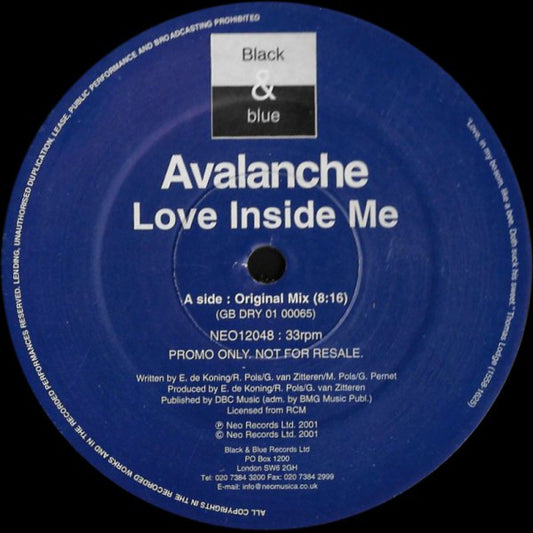 Avalanche (15) : Love Inside Me (12", Promo)