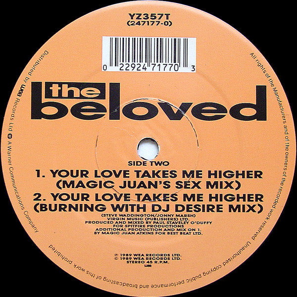 The Beloved : Your Love Takes Me Higher (12", Single)