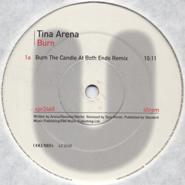Tina Arena : Burn (Tony Moran Remixes) (12")
