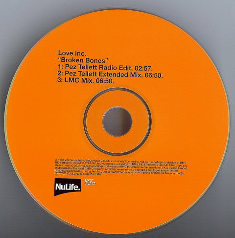 Love Inc : Broken Bones (CD, Single)
