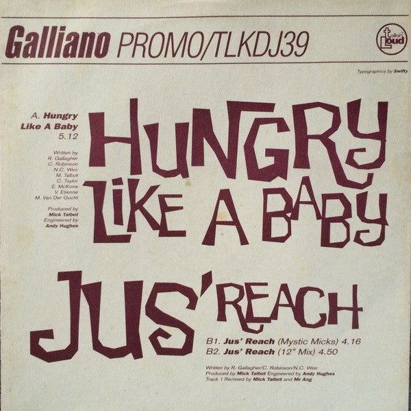 Galliano : Hungry Like A Baby / Jus' Reach (12", Promo)