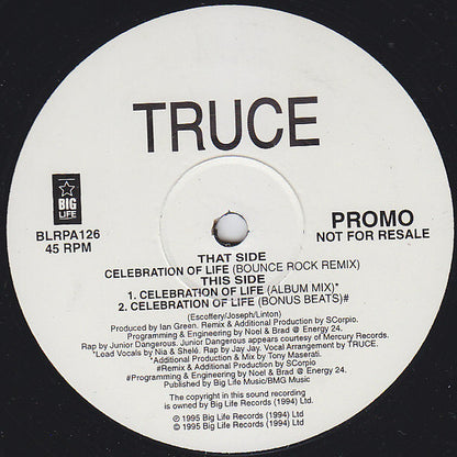 Truce : Celebration Of Life (12", Promo)